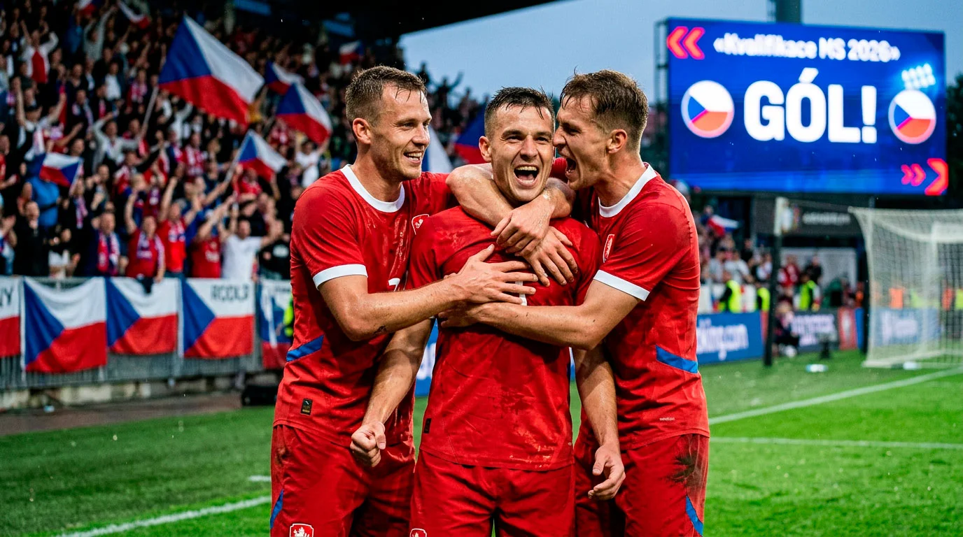 Čeští fotbalisté slaví postup na mistrovství světa 2026
