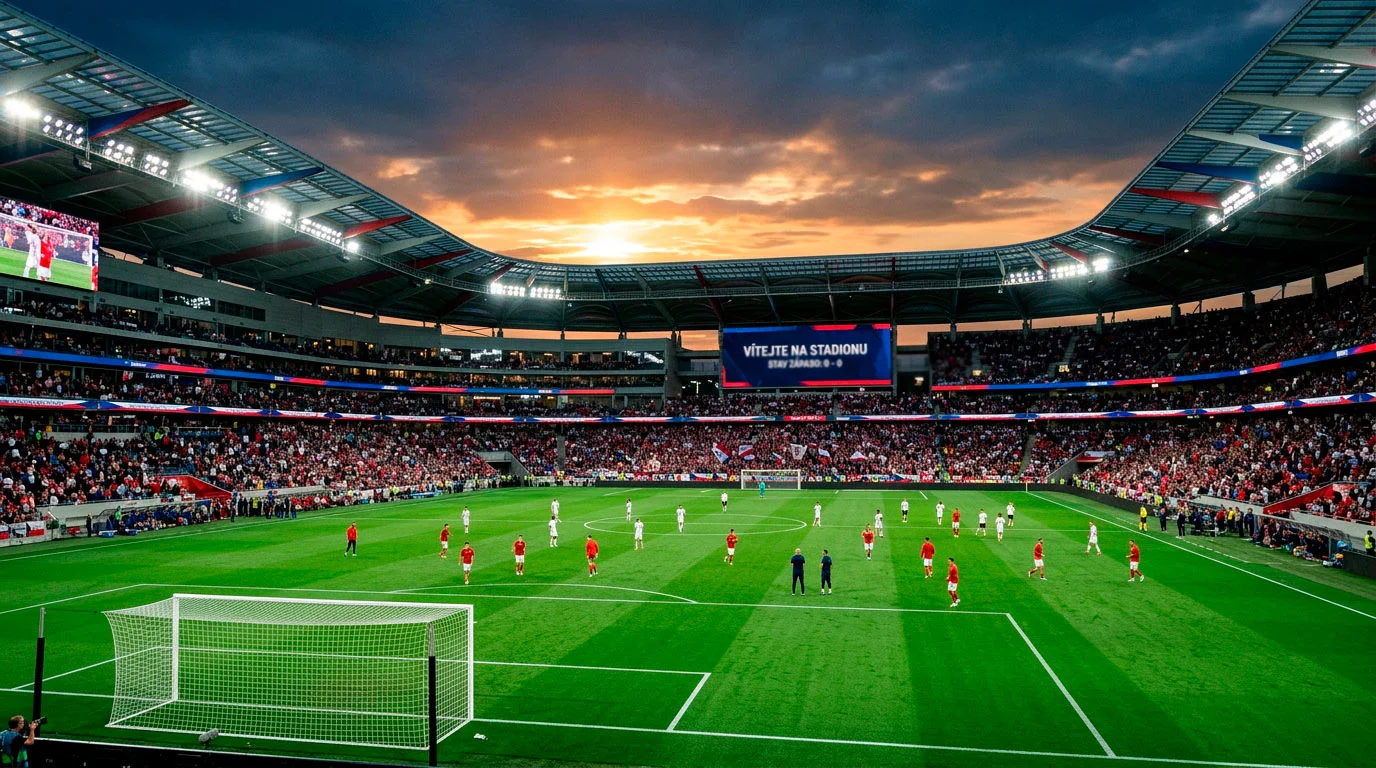 Skupina D mistrovství světa 2026 s americkou vlajkou a fotbalovým stadionem na pozadí