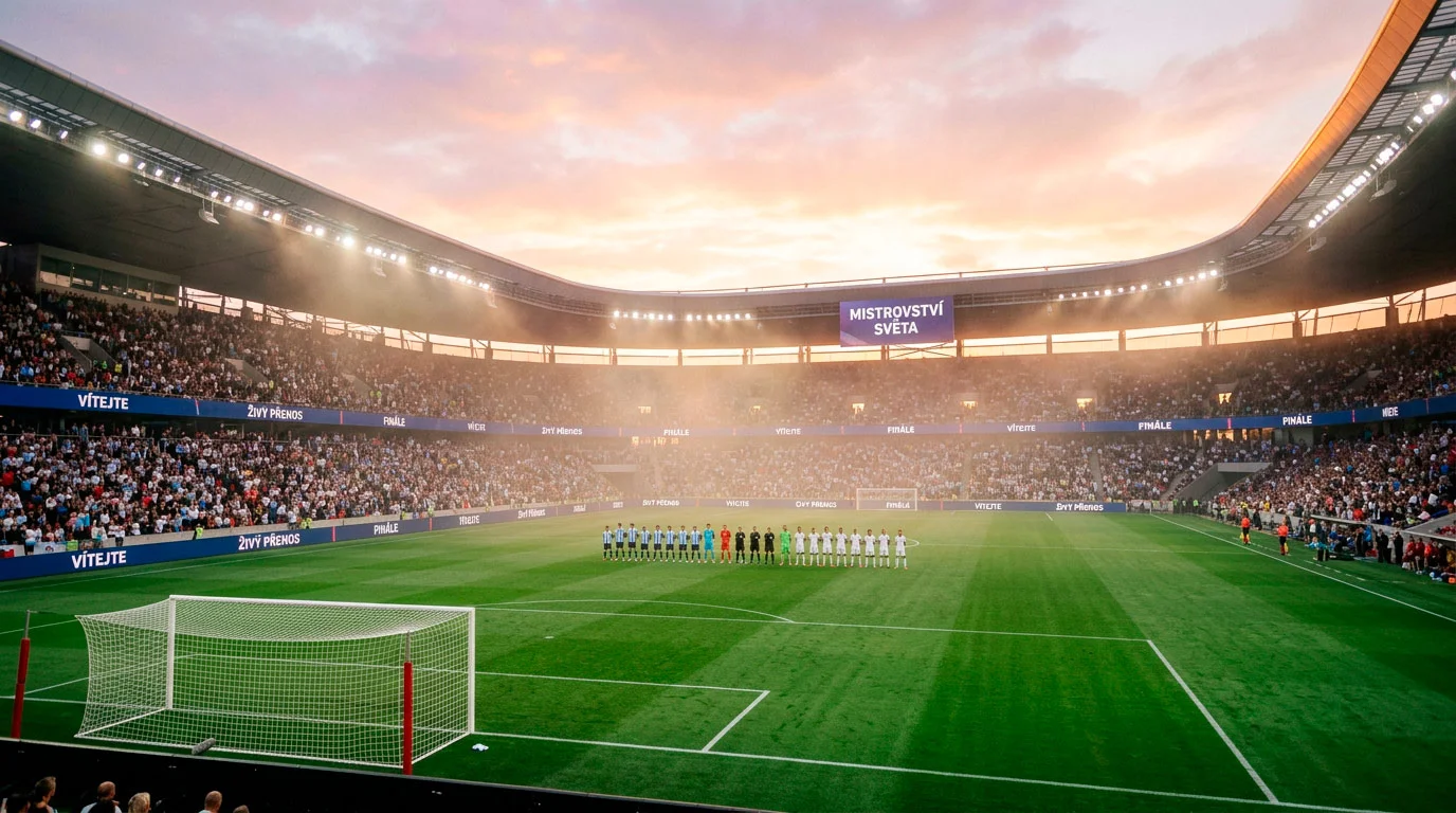 Skupina J mistrovství světa 2026 s argentinskou modrobílou a fotbalovým stadionem na pozadí