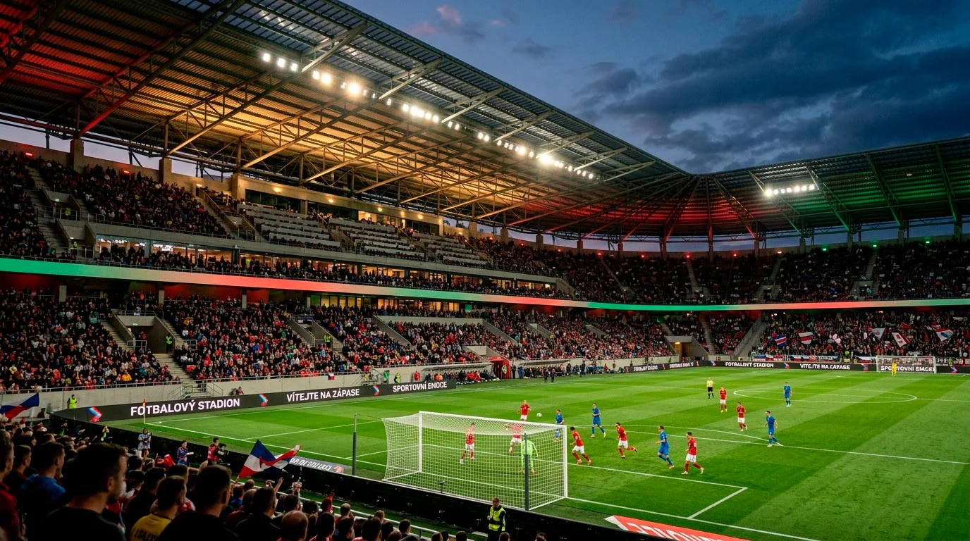 Skupina K mistrovství světa 2026 s portugalskou červenou a zelenou na fotbalovém pozadí