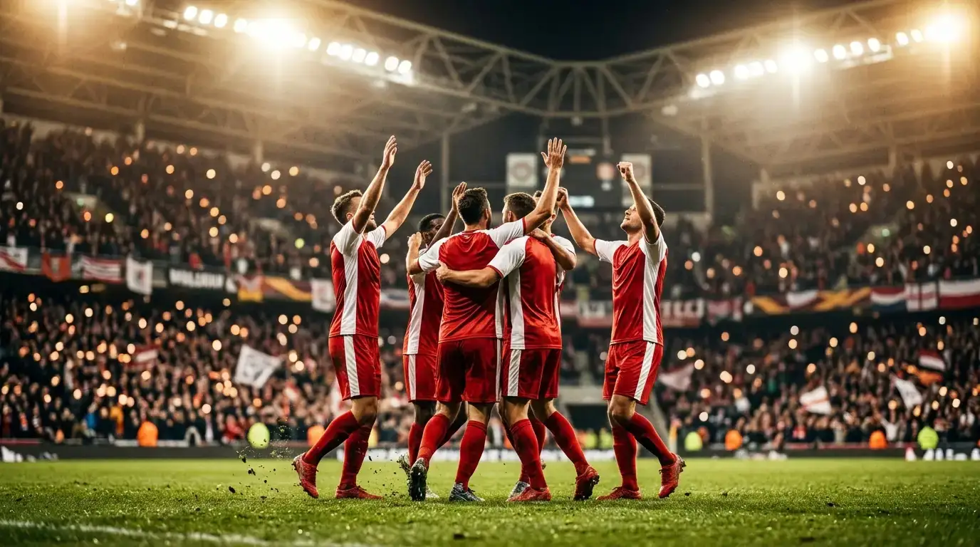 Fotbalisté slaví postup do osmifinále MS 2026 pod světly stadionu